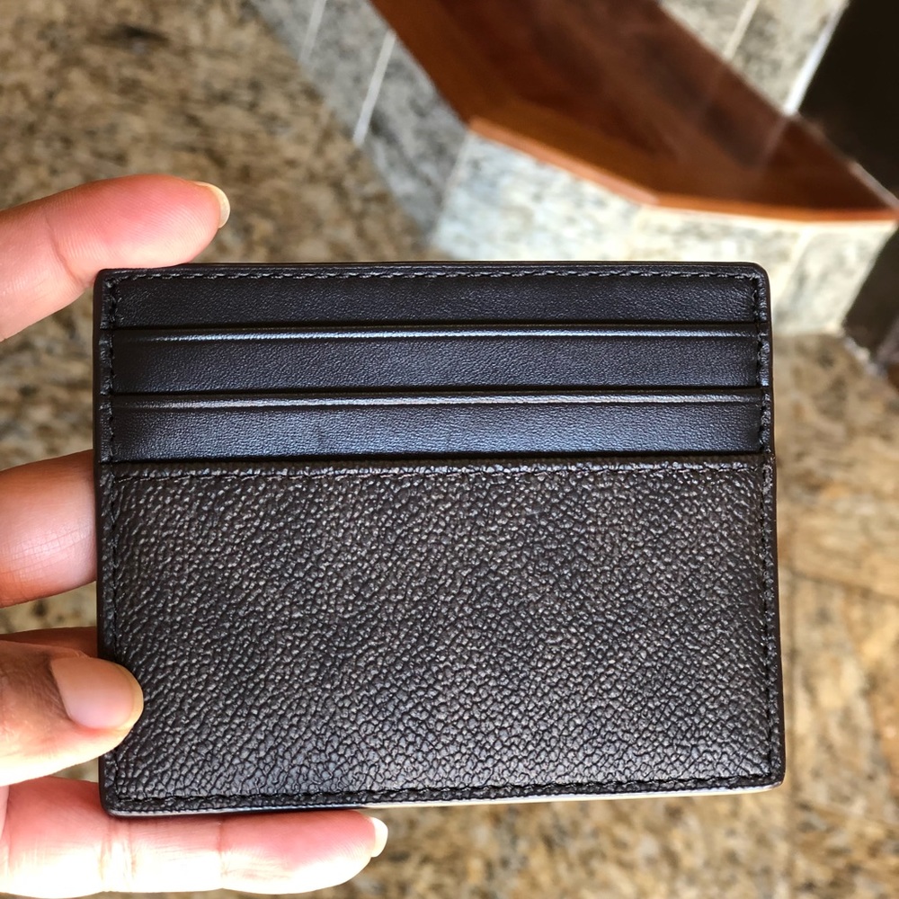 Michael Kors men’s tall card case brown Signature